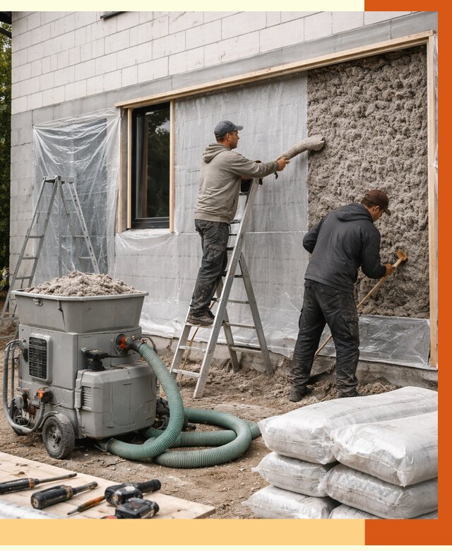 Утепление дома из газобетона эковатой в Сафонове от 4612 руб./м2 | ТепломастерСфн