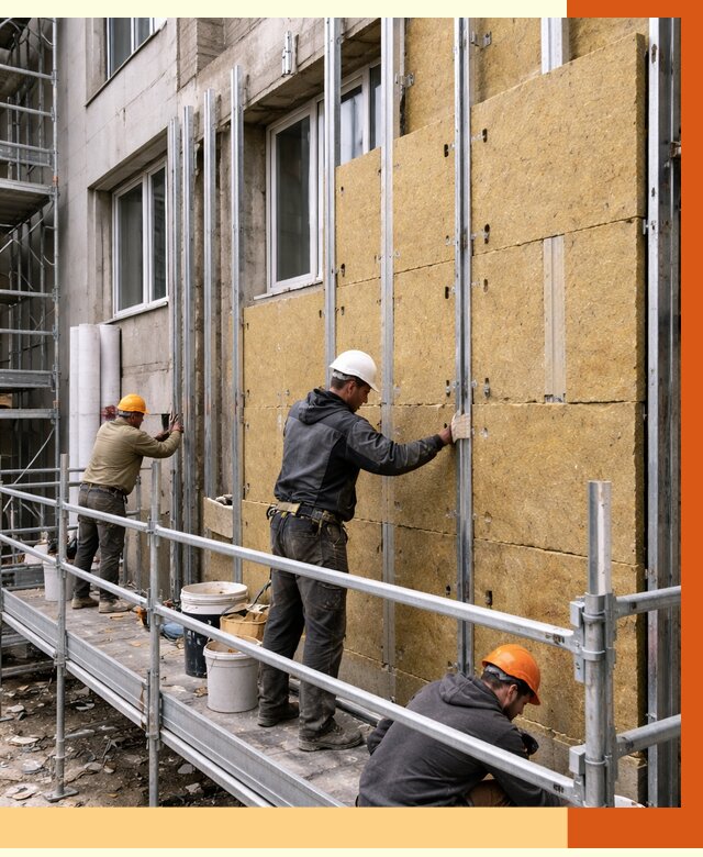 Утепление вентилируемого фасада в Сафонове от 5739 руб/м2 — монтаж и утепление вентфасад | ТепломастерСфн